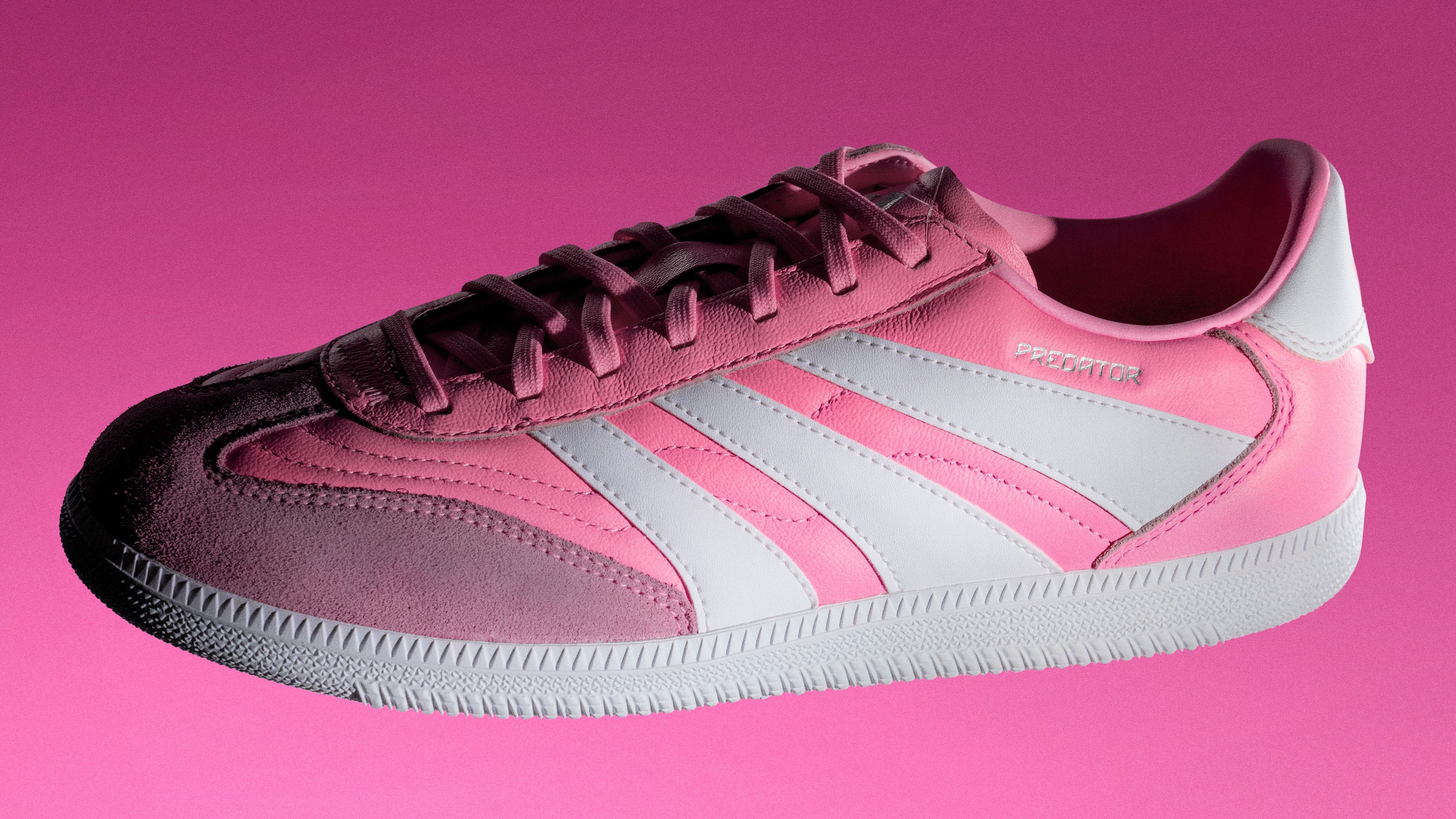 ديفيد بيكهام يُحدث تأثيرًا على اتجاهات الموضة مع حذاء Predator Elite الجديد من adidas، المستوحى من القمصان الوردية الشهيرة لنادي إنتر ميامي